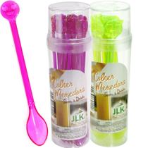 Colher Mexedora Bebidas Suco Drinks Kit 12 Unids Coloridas