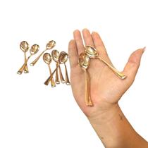 Colher Mini Rose Luxo 10un Para Sobremesa 10cm acrilico