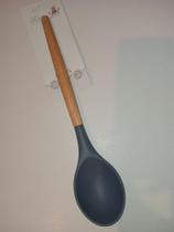 Colher multiuso de silicone grafite cabo de madeira 31 cm - Bons Cheff