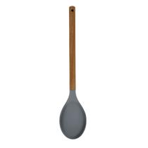 Colher para Arroz de Silicone Cinza Cabo em Madeira Acácia