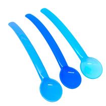 Colher Para Bebê Com Cabo Alongado Kit com 3 Unidades Azul Ninet