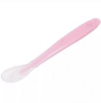 Colher Para Bebê Com Ponta Macia Silicone Rosa Buba