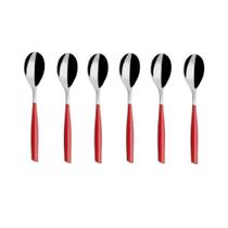 Colher para Café 13cm Inox Jogo De 6 peças Vermelha Talheres Glamour Bugatti