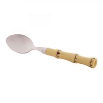 COLHER PARA CAFÉ COM CABO DE PLÁSTICO BAMBÚ NATURAL 16cm - 1UN