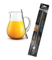 Colher para Suco em Aço Inox 30cm Linha Premium - com Cabo Longo - Colher Para Mecher Suco Bebidas Coquetel - PANAMI