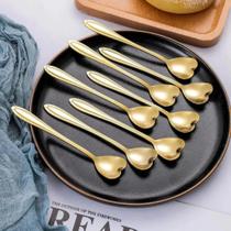 Colher pequena de aço inoxidável Colher pequena de aço inoxidável Colher de café em forma de coração10PCS Colher pequena de aço inoxidável Colher pequena de aço inoxidável Colher de café em forma de coração10PCS