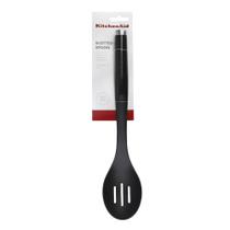 Colher Perfurada KitchenAid Nylon Preta Multiuso para Servir Cozinha Utensílio Escorrer Alimentos Antiaderente Resistente Durável Colher Perfurada KitchenAid Nylon Preta Multiuso para Servir Cozinha Utensílio Escorrer Alimentos Antiaderente Resistente Durável