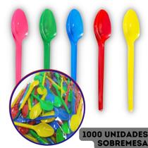 Colher Plástica Descartável Sobremesa Ice Colorida Tropical Maxplastic 12cm - 1.000 unidades