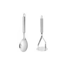 Colher Servir Arroz e Amassador de Batata Inox Cozinha 2un