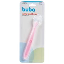 Colher Silicone Baby Anatômica Introdução Alimentar Buba Rosa
