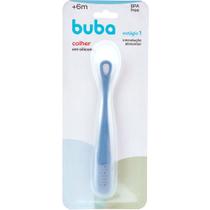 Colher Silicone Buba Azul Escuro Cabo Longo Introdução Alimentar Colher Silicone Buba Azul Escuro Cabo Longo Introdução Alimentar