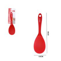 Colher Silicone Cabo Curto Vermelha 22cm Resistente Calor