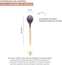 Colher silicone cabo madeira 31,5x64cm