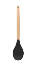 Colher silicone cabo madeira 32 cm black