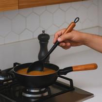 Colher Silicone Cabo Madeira Multiuso Cozinha Misturar Servir Culinária Arroz Colher Silicone Cabo Madeira Multiuso Cozinha Misturar Servir Culinária Arroz