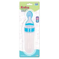 Colher Silicone Dosadora Mamadeira Bico Arredondado Azul