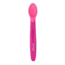 Colher Silicone Ergonômica Termossensível Clingo Rosa