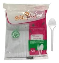 Colher Sobremesa Branca Goldenplast Com 50 Unidades Branco Colher Sobremesa Branca Goldenplast Com 50 Unidades Branco