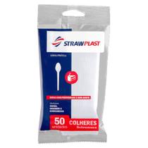 Colher Sobremesa Branco c/50 - Strawplast