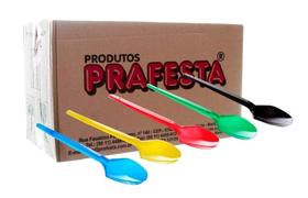 Colher Sobremesa Sorvete Mista Colorido Prafesta 1Cx C/1000