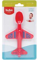 Colher Talher Avião Aviãozinho P Bebê Refeição Buba Vermelha