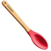 Colher Talher Silicone Bambu Utensílio Cozinha Vermelho - Sanremo