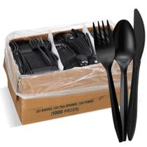 Colher Talheres Descartáveis Pretos 1000 unidades - ELEGANT DISPOSABLES