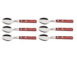 Colher Tramontina Cabo De Madeira Polywood vermelho Jogo 6pç