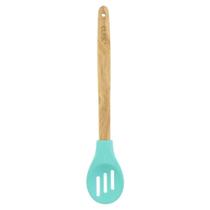 Colher Vazada de Silicone com Cabo de Madeira Clink Colher Vazada de Silicone com Cabo de Madeira Clink