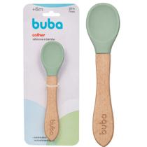 Colher Verde Infantil De Silicone E Bambu 15824 - Buba