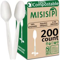 Colheres compostáveis MISISIPI 6,7 polegadas, 200 unidades, pesadas, 100% PLA