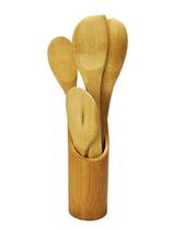 Colheres de Bambu de Alta Qualidade - 4 Colheres + Suporte