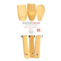 Colheres de bambu kit 3 peças utensilios de cozinha - DASSHAUS Kit Jogo De Talheres Colher De Pau Colher Bambu
