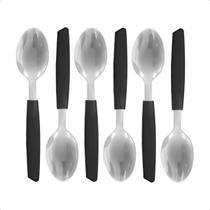 Colheres De Chá 6 Peças Aço Inox Conjunto Em Cabo PVC Preto