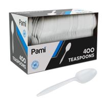 Colheres de chá de plástico descartáveis PAMI de peso médio pacote com 400