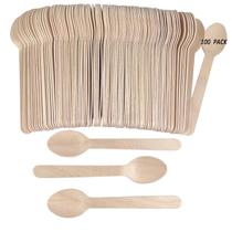 Colheres de madeira descartáveis 100 unidades - bambu natural de 16 cm
