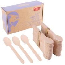Colheres de madeira Gmark GM1045 100 unidades de 6,5 cm de comprimento biodegradáveis