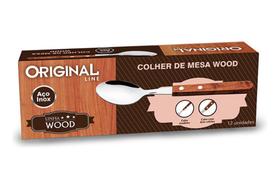 Colheres De Mesa Inox Wood Com Cabo Madeira 12 Unidades Colheres De Mesa Inox Wood Com Cabo Madeira 12 Unidades