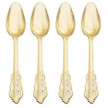 Colheres de plástico douradas descartáveis WDF 100 peças, 17,6 cm, barrocas Colheres de plástico douradas descartáveis WDF 100 peças, 17,6 cm, barrocas