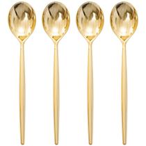 Colheres de plástico dourado I00000, 90 unidades, descartáveis para serviços pesados