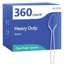 Colheres de plástico SACATR descartáveis de 360 unidades, sem BPA, transparentes