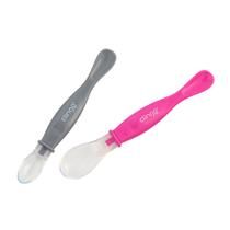 Colheres de Silicone Bebê Ponta Dupla Rosa Clingo