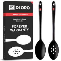 Colheres de silicone di Oro Cooking Mixing, servindo 600 F, 2 unidades, pretas