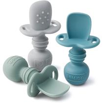 Colheres de Silicone para Bebê SAMiGO, Kit com 3, 6+ Meses