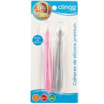 Colheres De Silicone Premium +6m Rosa 2und Clingo