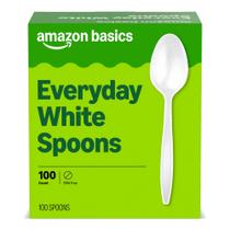Colheres Descartáveis Amazon Basics Brancas Pacote com 100 Colheres Descartáveis Amazon Basics Brancas Pacote com 100