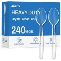 Colheres descartáveis AOZITA 240 unidades Extra Heavy Duty Clear