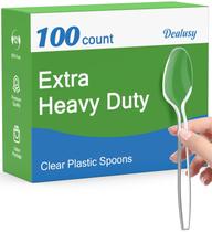 Colheres descartáveis Dealusy Clear Plastic 100 unidades sem BPA Colheres descartáveis Dealusy Clear Plastic 100 unidades sem BPA