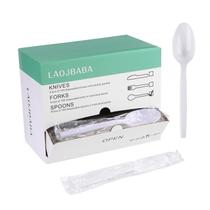 Colheres descartáveis Laojbaba 18cm embaladas individualmente x100