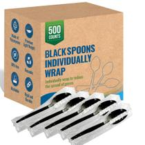 Colheres descartáveis Quiddity Ware Black Plastic 500 unidades Colheres descartáveis Quiddity Ware Black Plastic 500 unidades